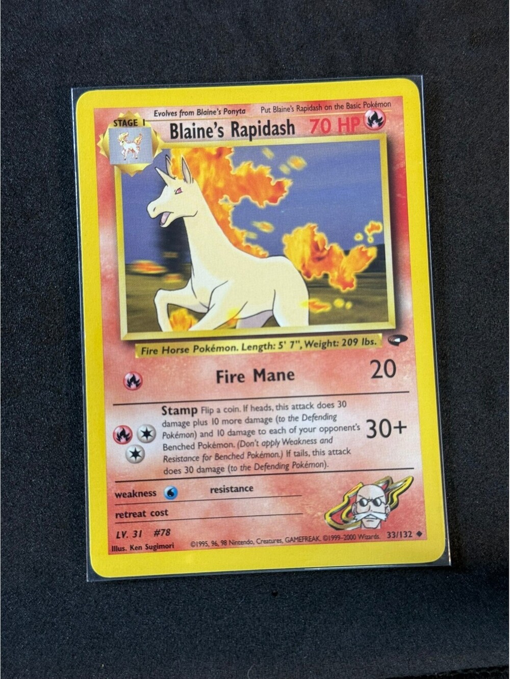 Blaine's Rapidash 1999 Pokémon Card 33/132 gym heroes